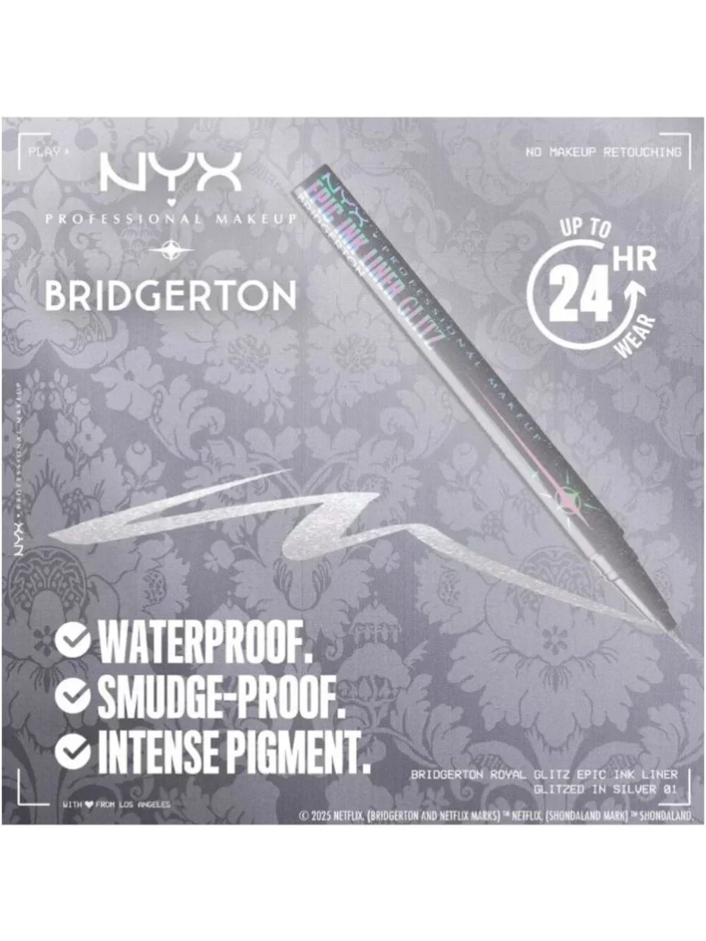 NYX Bridgerton Royal Epic Waterproof Metallic Eyeliner Glitzed in Silver 2 Pack